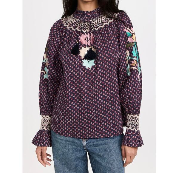 NWT Figue Charlie Top Foulard Mini Berry Sz Medium - Picture 2 of 9